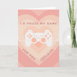 Romantischer Gamer Peach Layered Heart Niedlich Jo Karte