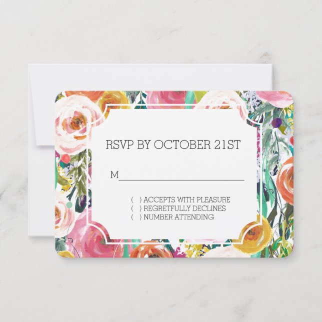 Romantischer Garten Blume UAWG RSVP Karte (Vorderseite)