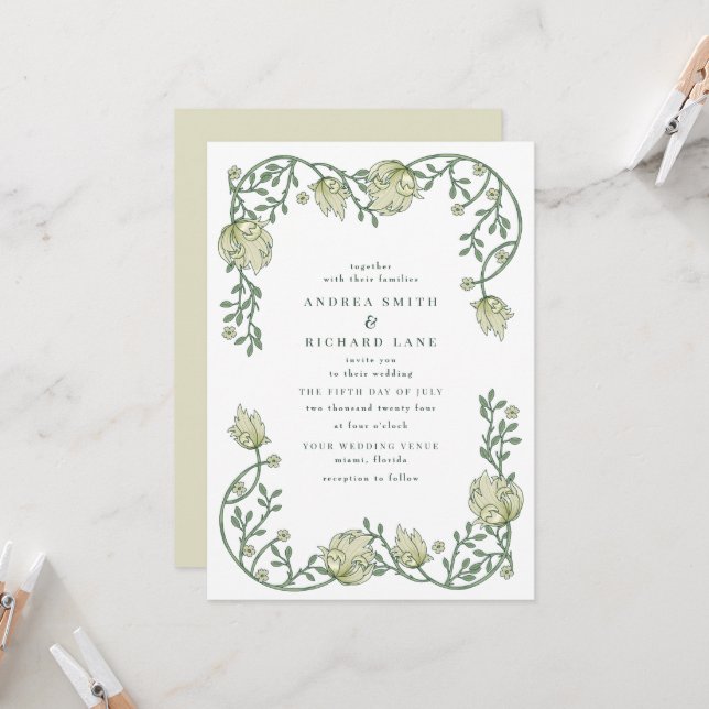 Romantischer Garten Blumen Hochzeit Einladung (Vorderseite/Rückseite Beispiel)