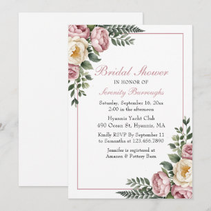 Romantischer Garten Blumen Peony & Rose Brautparty Einladung