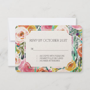 Romantischer Garten Bunte Blumen RSVP Karte
