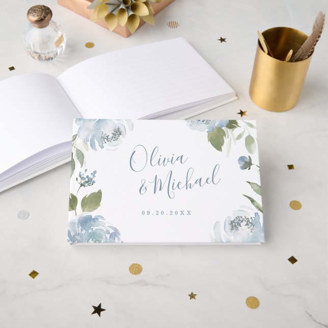 Romantischer Garten dustig blühende Hochzeit Gästebuch (Vorderseite Offen)