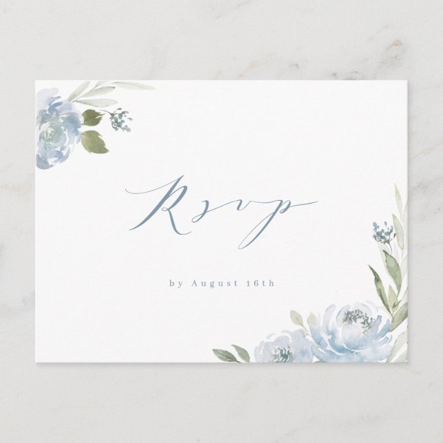 Romantischer Garten dusty Blue Blumen Hochzeit RSV Postkarte (Vorderseite)