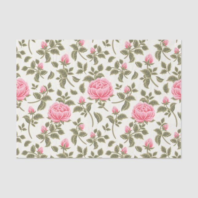 Romantischer Garten mit rosa Blumen Trendy Decoupa Seidenpapier (Vorderseite)