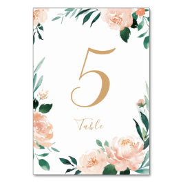 Romantischer Garten Pfirsichblumen Hochzeitstisch  Tischnummer