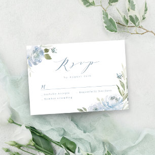 Romantischer Garten staubblaues florales Hochzeits RSVP Karte
