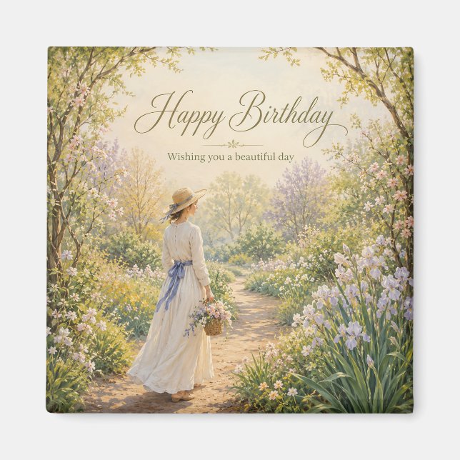 Romantischer Gartenweg Geburtstag Magnet (Vorne)