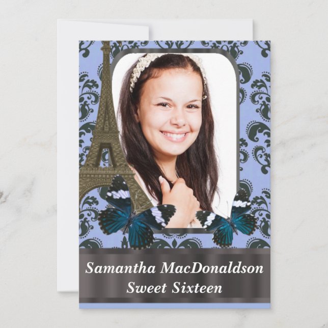 Romantischer Geburtstag Paris 16. Geburtstag Einladung (Vorderseite)