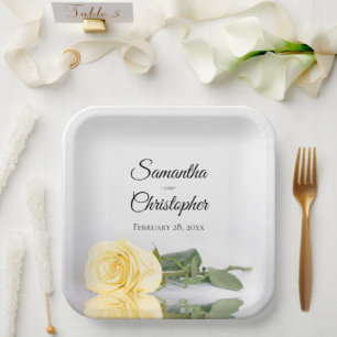 Romantischer gespiegelter gelber Rosen eleganter H Pappteller