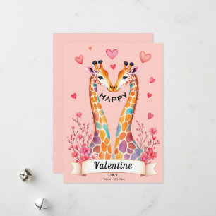 Romantischer Giraffe Valentinstag Feiertagskarte