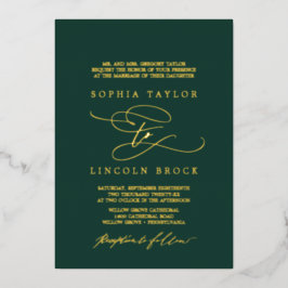 Romantischer Goldfoil Emerald Blühe feierliche Hoc Folieneinladung