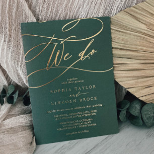 Romantischer Goldfoil Emerald Blühe wir Hochzeit Folieneinladung