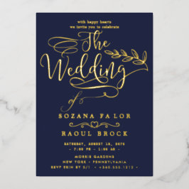 Romantischer Goldschmied | Blue Frame Wedding Folieneinladung