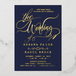 Romantischer Goldschmied | Blue Frame Wedding Folieneinladung