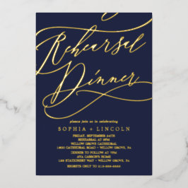 Romantischer Goldschmied | Navy Blue Probe Dinner Folieneinladung