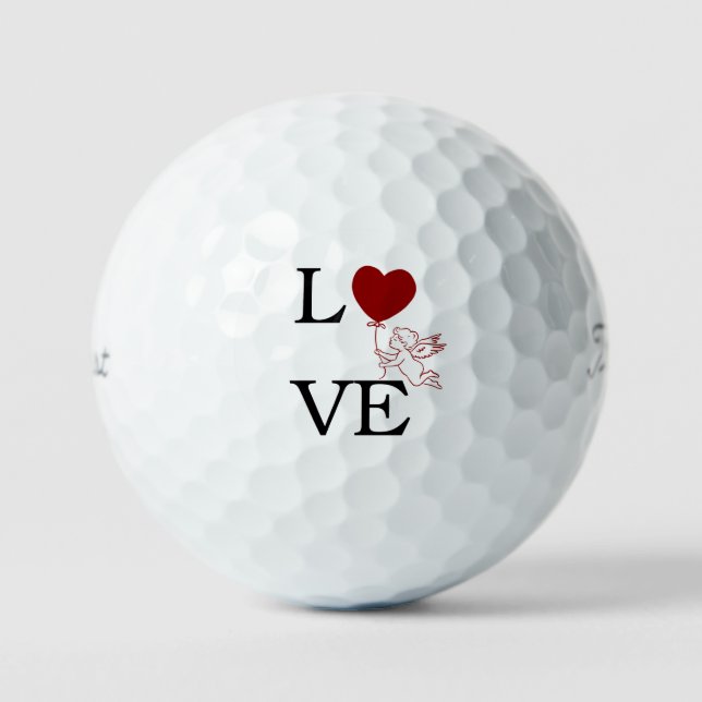 Romantischer Golfball 'LOVE' roter herzförmiger Lu (Vorderseite)