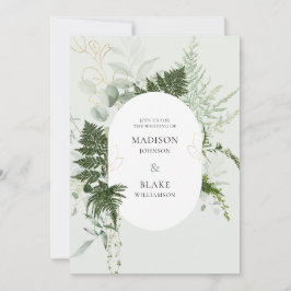 Romantischer Grünwald Wild Fern Wedding Einladung