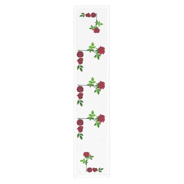 Romantischer, handgemalter Rose Kurzer Tischläufer (Vorderseite)