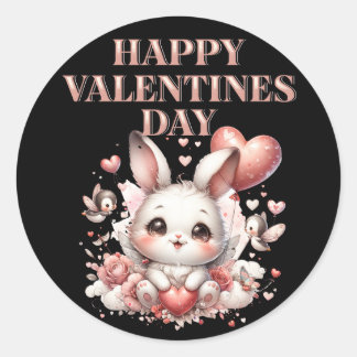 Romantischer Happy Valentine's Day Niedlich Round Runder Aufkleber