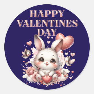 Romantischer Happy Valentine's Day Niedlich Round Runder Aufkleber