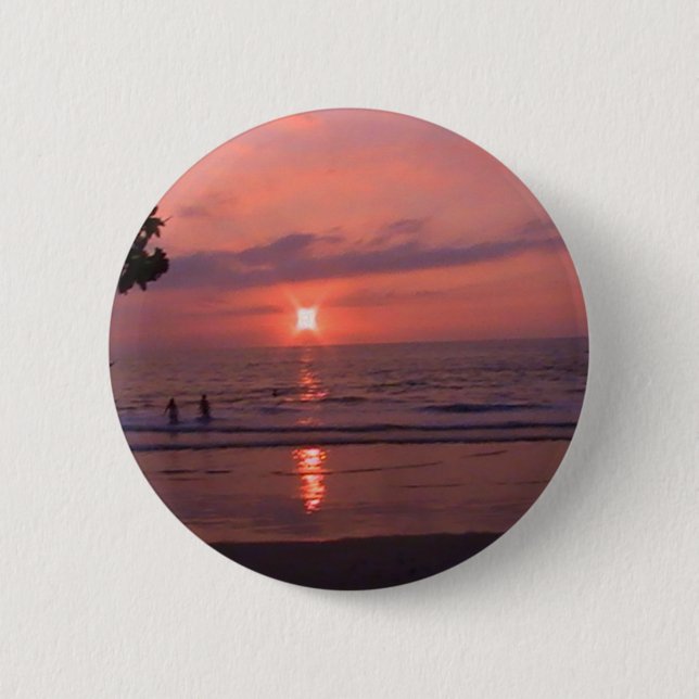 Romantischer hawaiianischer Sonnenuntergang Button (Vorderseite)