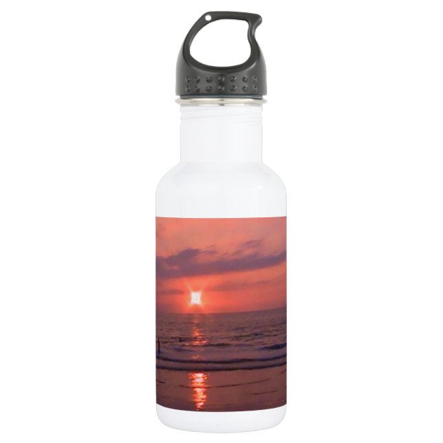 Romantischer hawaiianischer Sonnenuntergang Edelstahlflasche (Vorderseite)