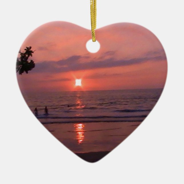 Romantischer hawaiianischer Sonnenuntergang Keramikornament (Vorne)