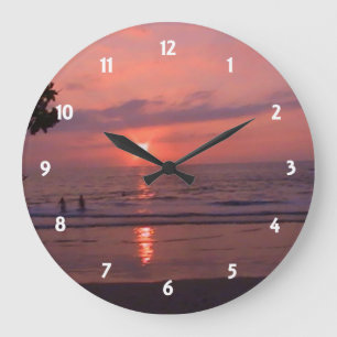 Romantischer hawaiianischer Sonnenuntergang Ozean  Große Wanduhr