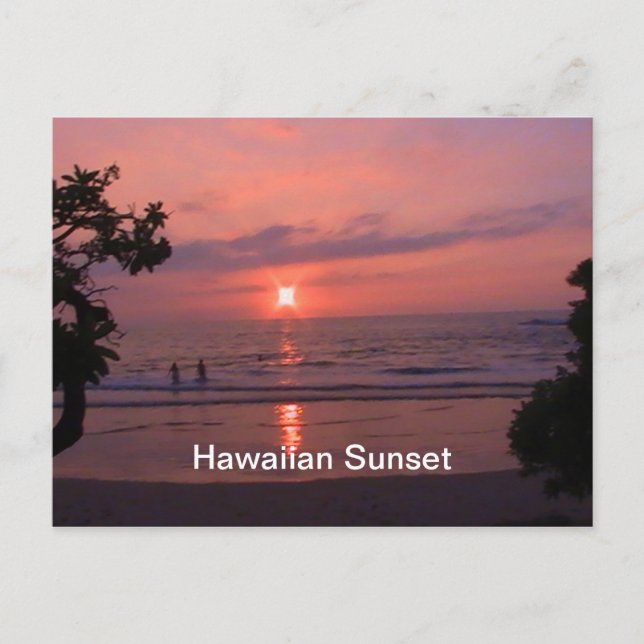 Romantischer hawaiianischer Sonnenuntergang Postkarte (Vorderseite)