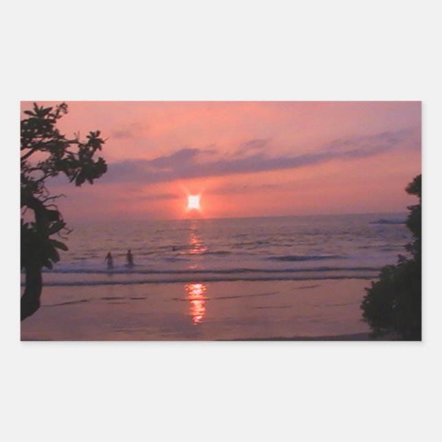 Romantischer hawaiianischer Sonnenuntergang Rechteckiger Aufkleber (Vorderseite)