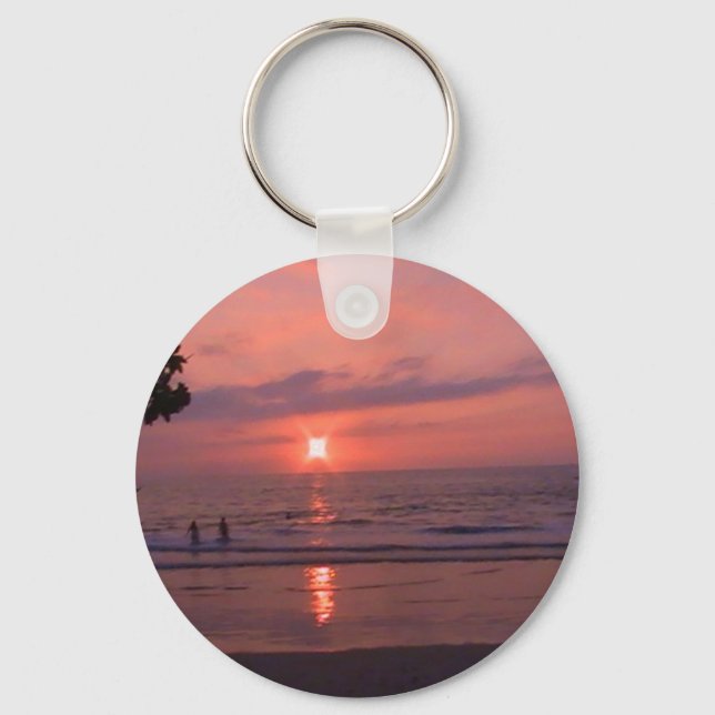 Romantischer hawaiianischer Sonnenuntergang Schlüsselanhänger (Vorderseite)