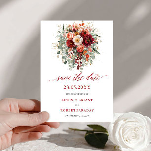 Romantischer Herbst Marsala Gold Floral Save The D Date