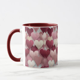 Romantischer Herz-Muster-Becher Pink & Rot Liebe K Tasse