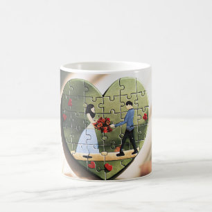 Romantischer Herz-Puzzle-Becher Kaffeetasse
