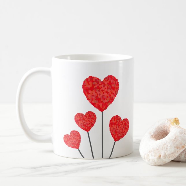 Romantischer Herzballons-Mug Kaffeetasse (Mit Donut)