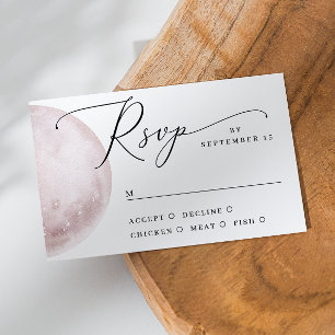 Romantischer Himmelrosé-Mond Boho-Hochzeit RSVP Karte