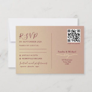 Romantischer Hochzeitcode mit zwei Funktionen RSVP Karte