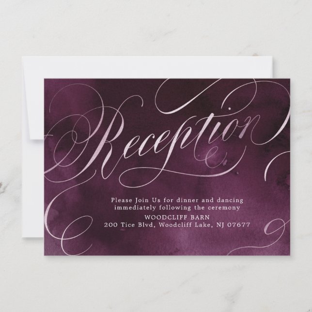 Romantischer Hochzeitsempfang für Moody-Pflaume Einladung (Vorderseite)