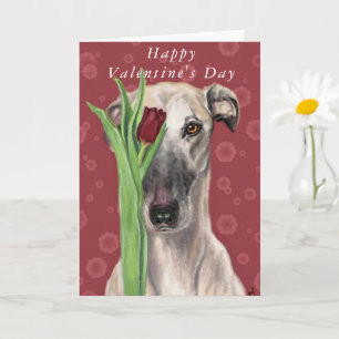 Romantischer Hund mit Blumen Valentinstagskarte Karte