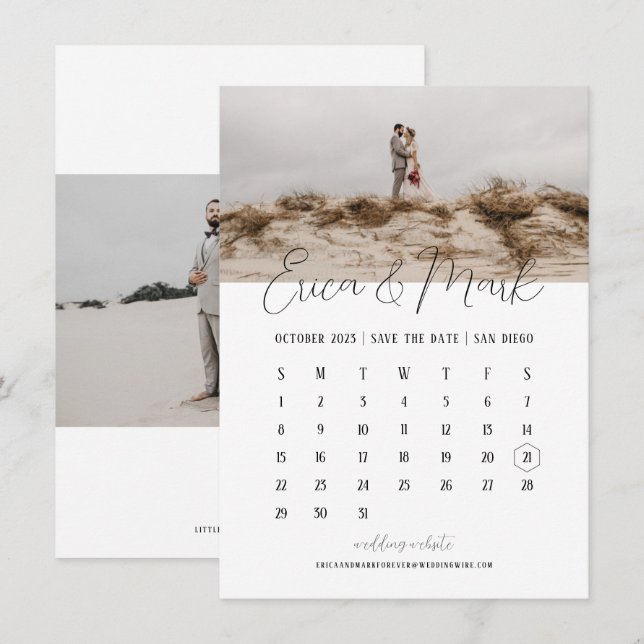 Romantischer Kalender Save the Date Einladung (Vorne/Hinten)