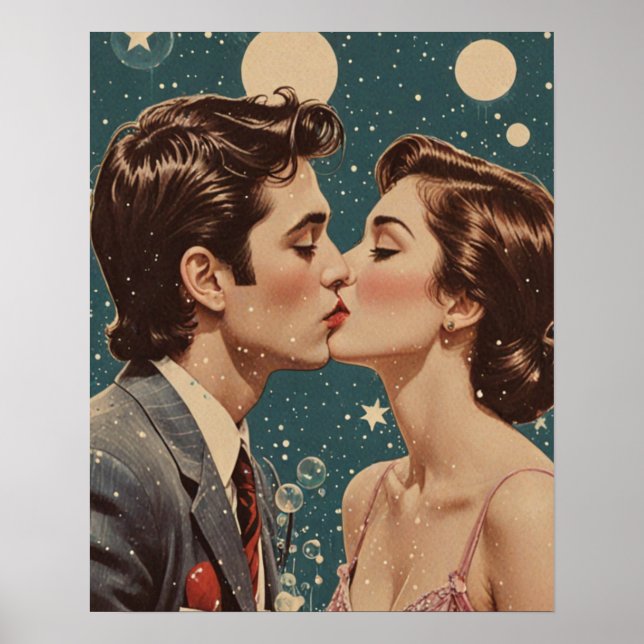 Romantischer Kuss vintage Poster (Vorne)