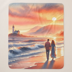Romantischer Küsten-Sonnenuntergang-Leuchtturm-Spa Sherpadecke