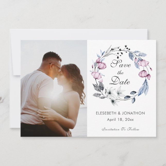 Romantischer Lavendel Blauer Blütenblossom Save The Date (Vorderseite)