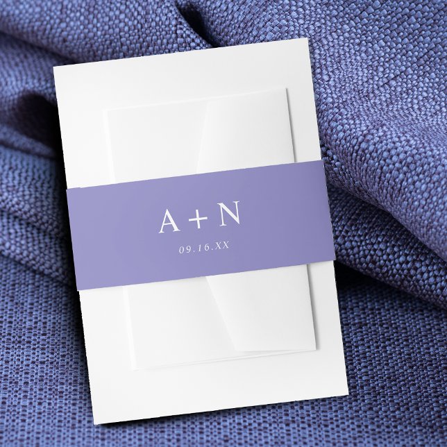 Romantischer Lavendel Monogram Einladungsbanderole (Romantic Lavender Monogram Invitation Belly Band)