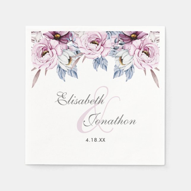 Romantischer Lavendel & Pulver Blauer Blütenblüten Serviette (Vorderseite)