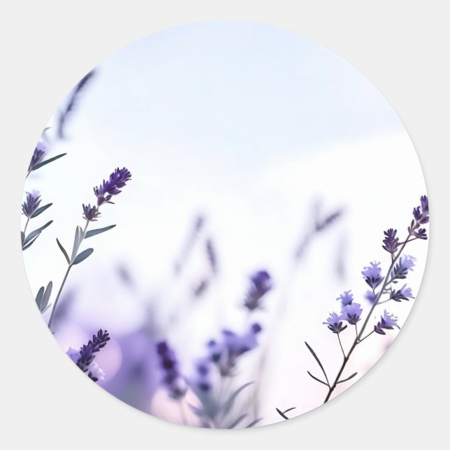 Romantischer Lavendel Watercolor Runder Aufkleber (Vorderseite)