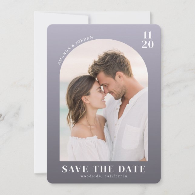 Romantischer Lavendel Zeitgenössisches Foto Save The Date (Vorderseite)