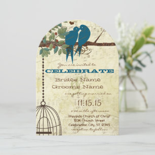 Romantischer Liebesvogel bei einer Hochzeit mit Bä Einladung