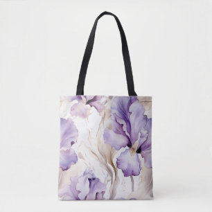 Romantischer lila-weißer Schwertlilien-Blumen-Brid Tasche