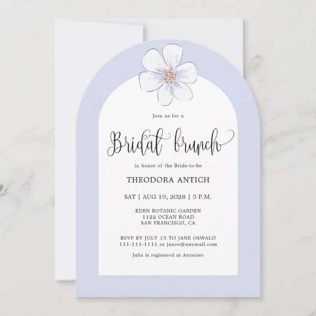 Romantischer Lilac Floral Bridal Brunch Einladung (Vorderseite)